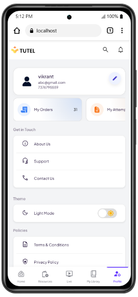 Tutel Signup Screen